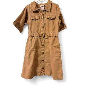 Little Lass Tan Button-Front Dress